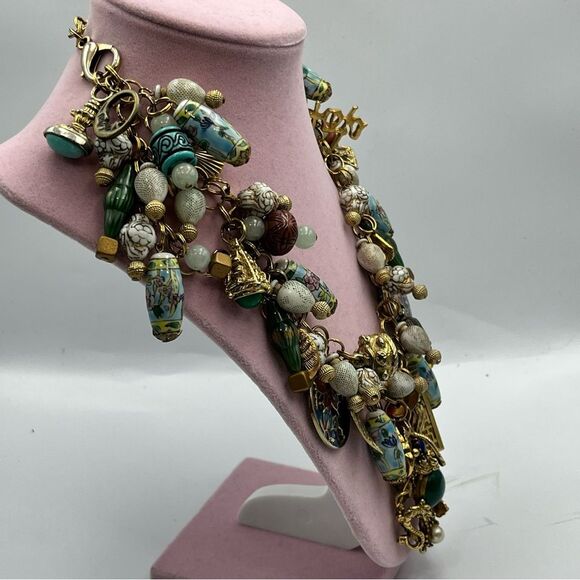 Vintage dragon 1960s handmade chunky charm Statement pendant Necklace - Picture 10 of 16